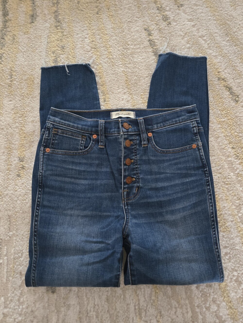 Madewell High-Rise Button-Fly Skinny Crop 8Jeans - Dark Blue